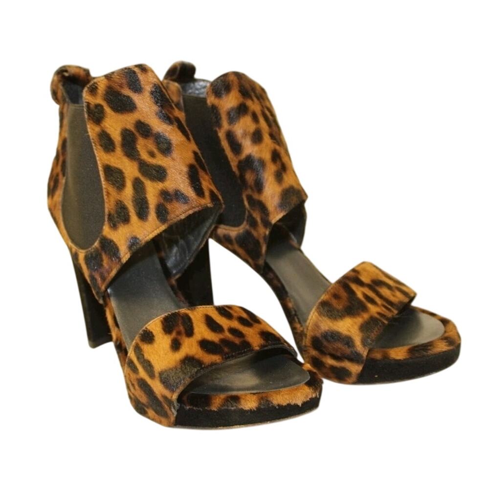 Stuart Weitzman Animal Print Heels Leopard Print Died Calf Fur - Picture 3 of 15